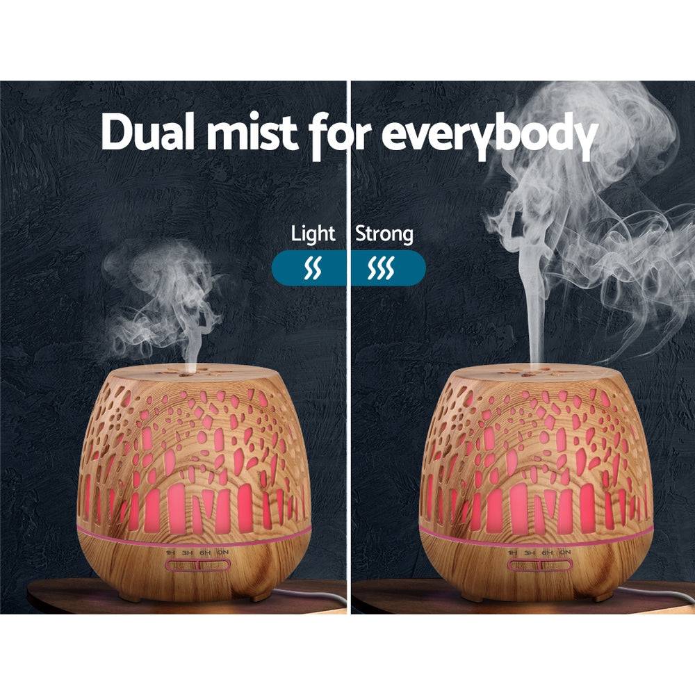 Devanti Aroma Diffuser Aromatherapy Wood Grain 400ml - One Oasis