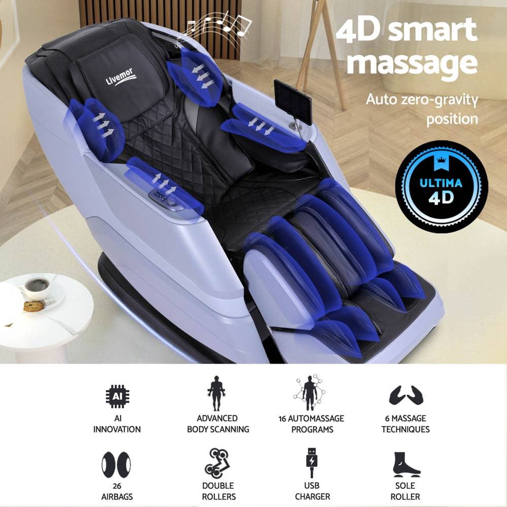 Livemor 4D Massage Chair Electric Recliner Home Massager Miraj - One Oasis