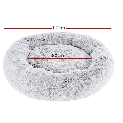 i.Pet Dog/Cat Bed 110cm Calming Extra Large Soft Plush Light Charcoal - One Oasis