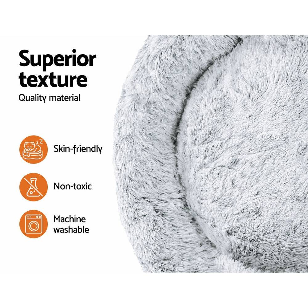 i.Pet Dog/Cat Bed 110cm Calming Extra Large Soft Plush Light Charcoal - One Oasis