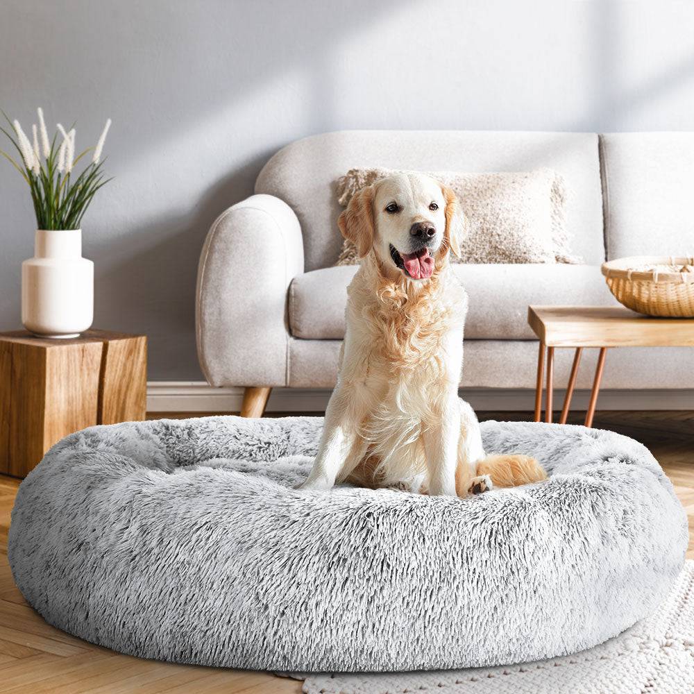 i.Pet Dog/Cat Bed 110cm Calming Extra Large Soft Plush Light Charcoal - One Oasis