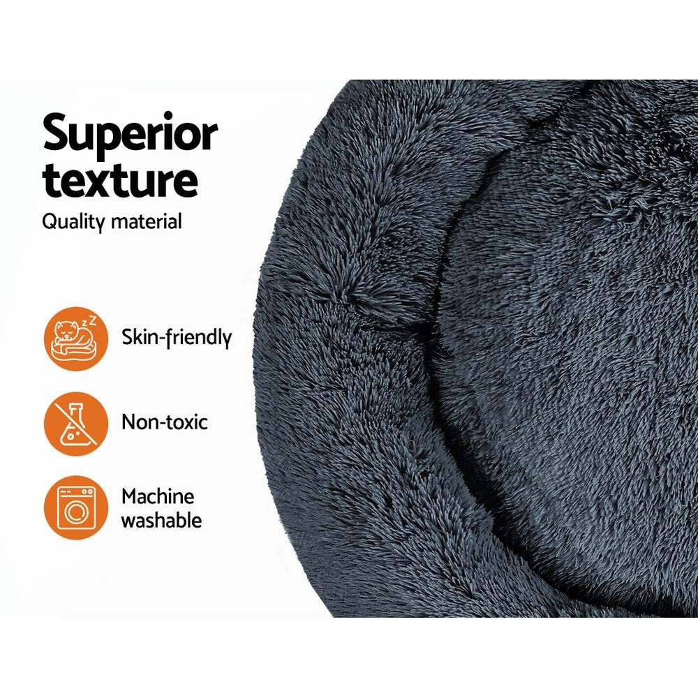 i.Pet Dog/Cat Bed 110cm Calming Extra Large Soft Plush Dark Grey - One Oasis