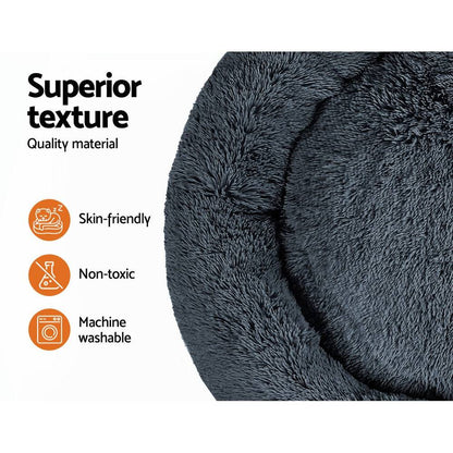 i.Pet Dog/Cat Bed 110cm Calming Extra Large Soft Plush Dark Grey - One Oasis