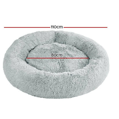 i.Pet Dog/Cat Bed 110cm Calming Extra Large Soft Plush Light Grey - One Oasis