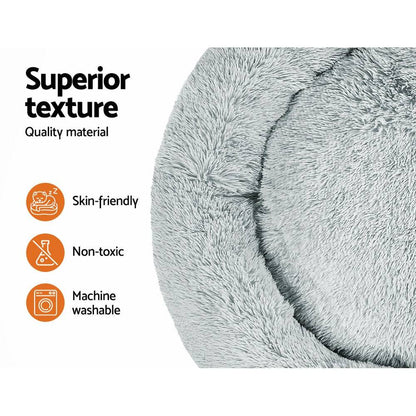 i.Pet Dog/Cat Bed 110cm Calming Extra Large Soft Plush Light Grey - One Oasis