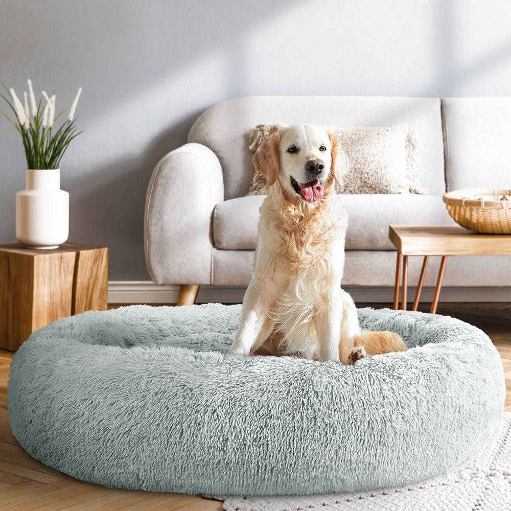 i.Pet Dog/Cat Bed 110cm Calming Extra Large Soft Plush Light Grey - One Oasis