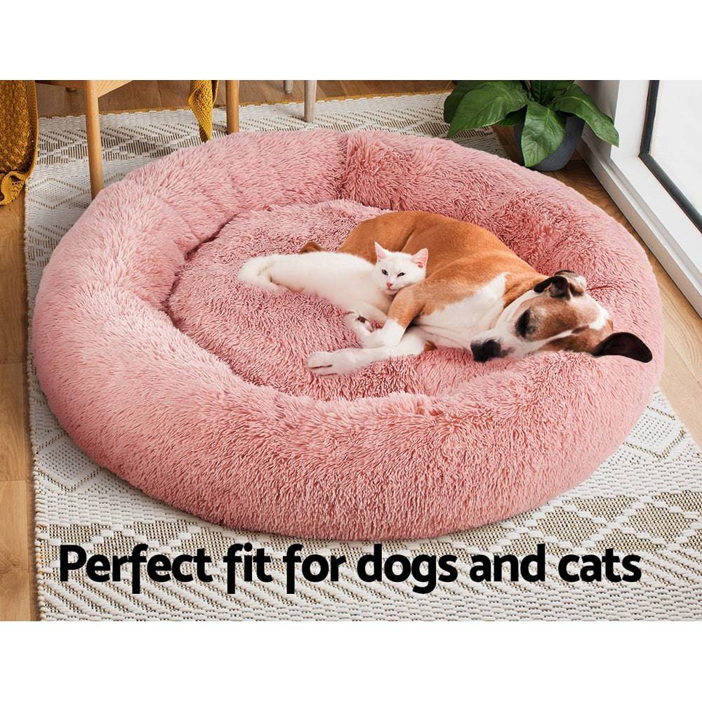 i.Pet Dog/Cat Bed 110cm Calming Extra Large Soft Plush Pink - One Oasis