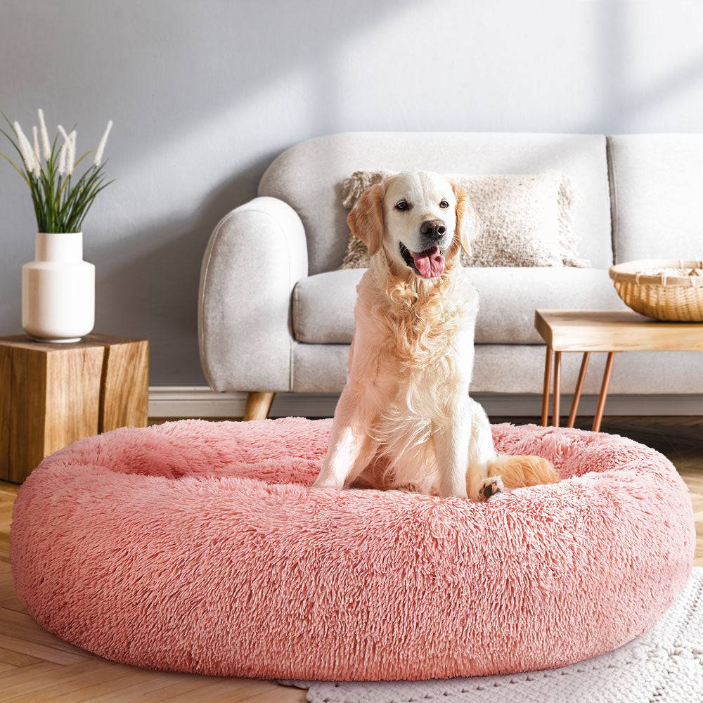 i.Pet Dog/Cat Bed 110cm Calming Extra Large Soft Plush Pink - One Oasis