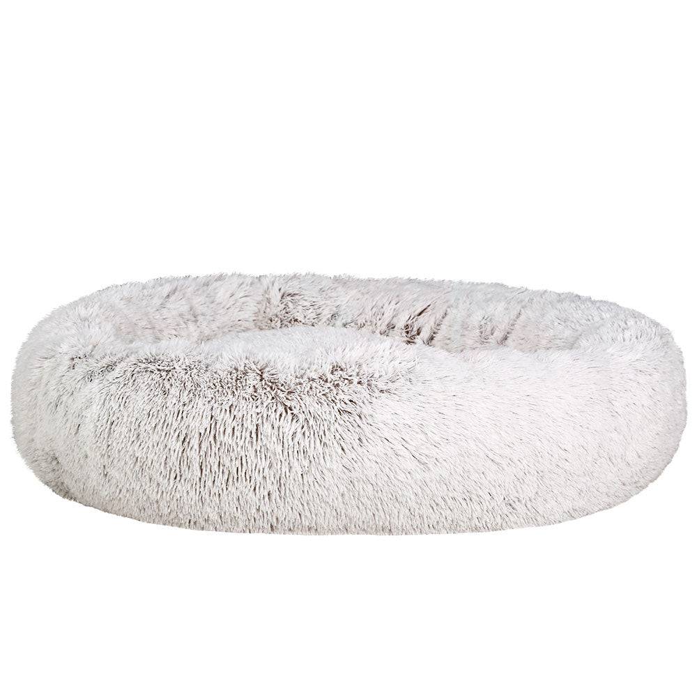 i.Pet Dog/Cat Bed 110cm Calming Extra Large Soft Plush White Brown - One Oasis