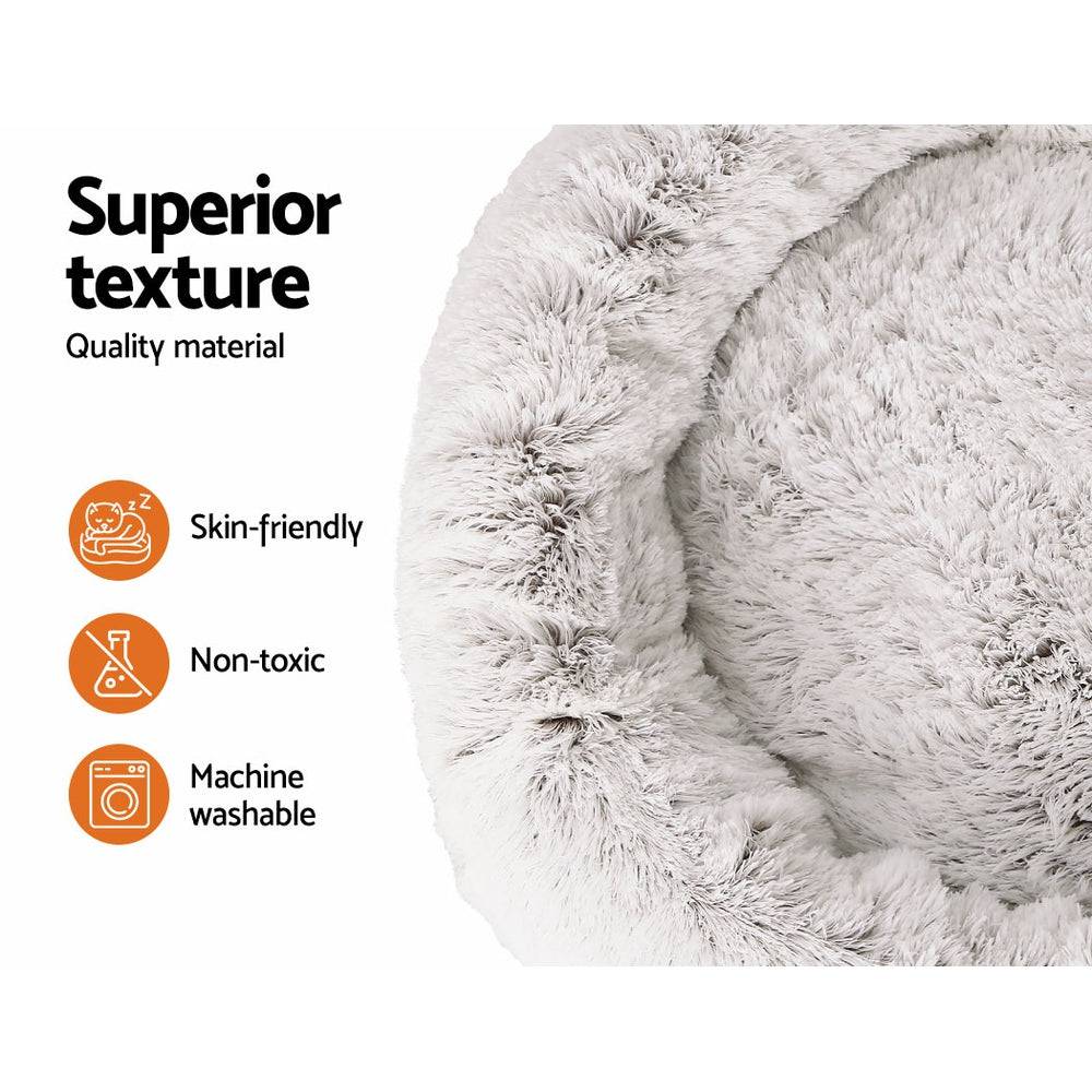 i.Pet Dog/Cat Bed 110cm Calming Extra Large Soft Plush White Brown - One Oasis