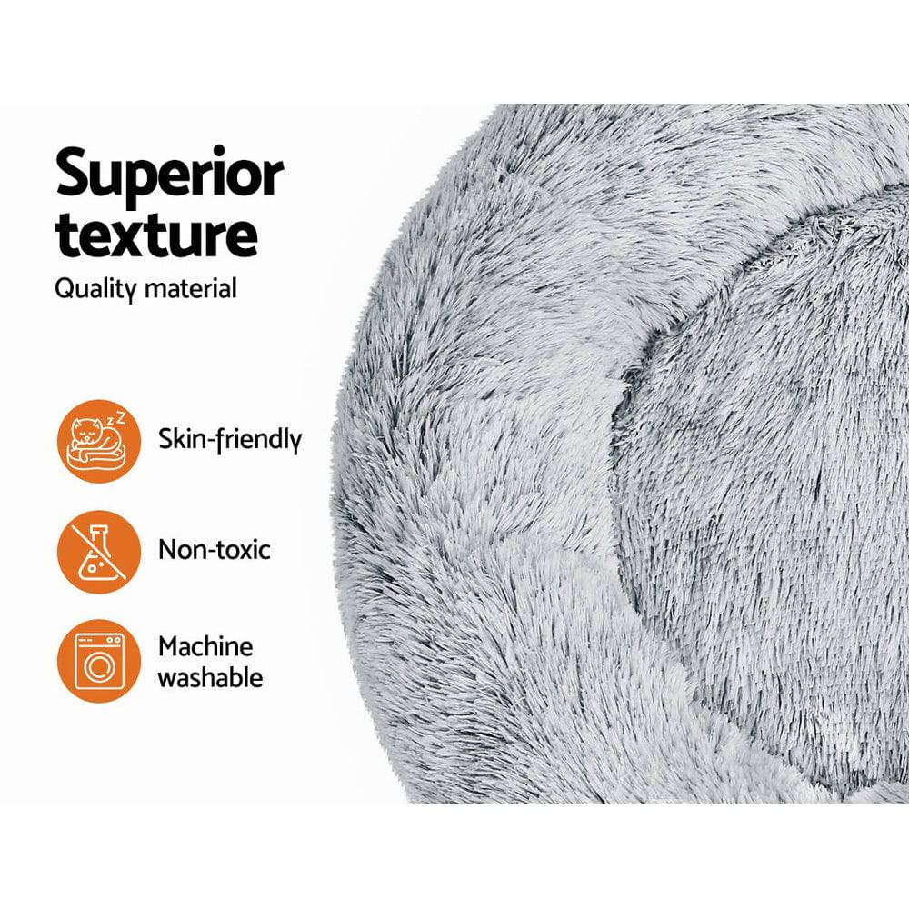 i.Pet Dog/Cat Bed 90cm Large Calming Soft Plush Light Charcoal - One Oasis