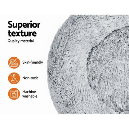 i.Pet Dog/Cat Bed 90cm Large Calming Soft Plush Light Charcoal - One Oasis