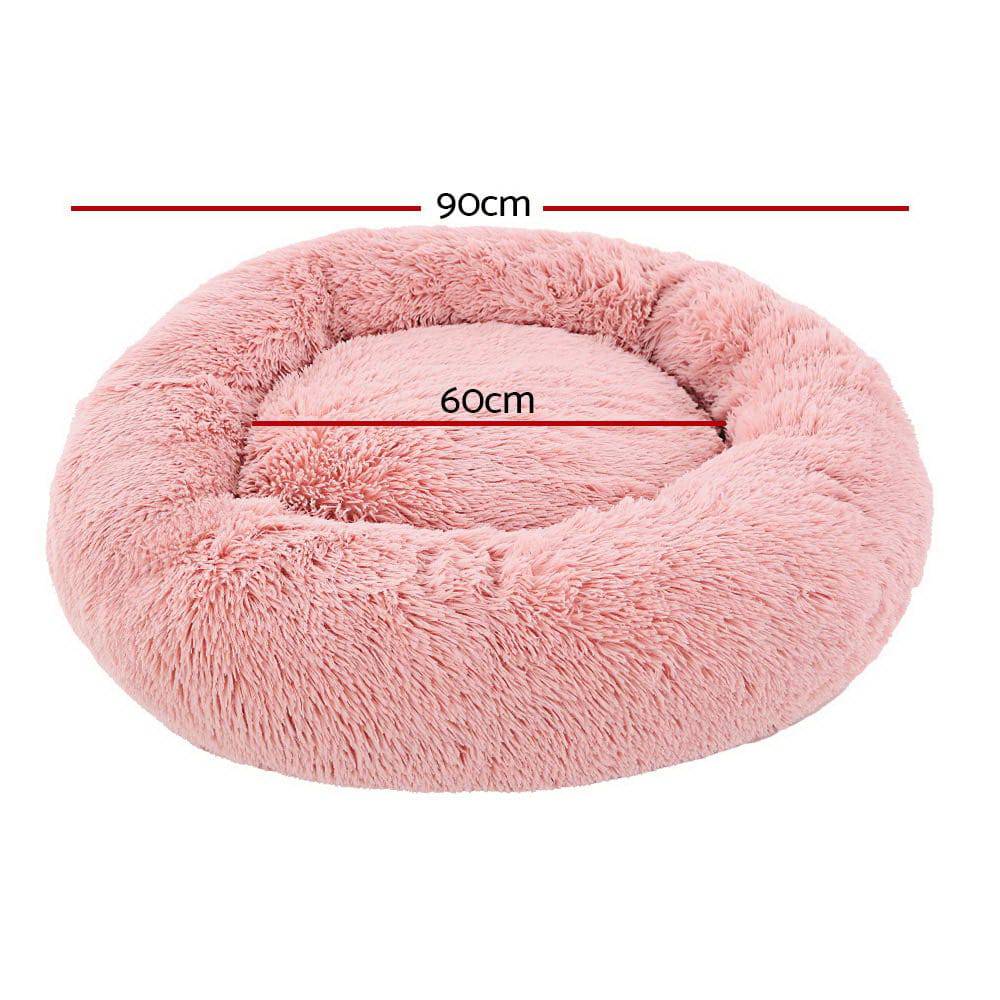 i.Pet Dog/Cat Bed 90cm Large Calming Soft Plush Pink - One Oasis