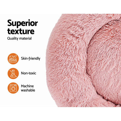 i.Pet Dog/Cat Bed 90cm Large Calming Soft Plush Pink - One Oasis