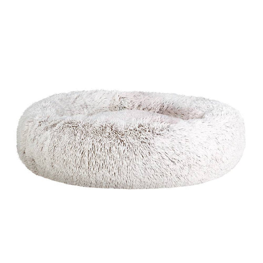 i.Pet Dog/Cat Bed 90cm Large Calming Soft Plush White Brown - One Oasis