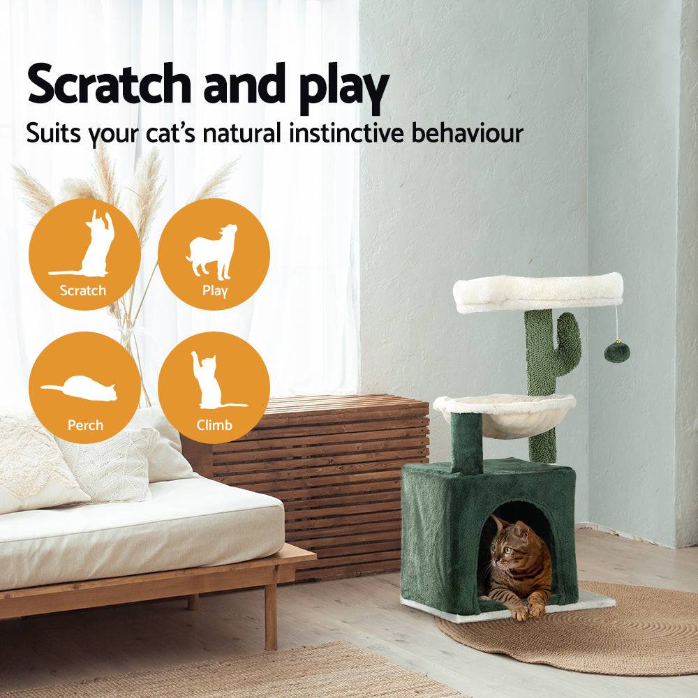 i.Pet Cat Tree 78cm Scratching Post Tower Green - One Oasis
