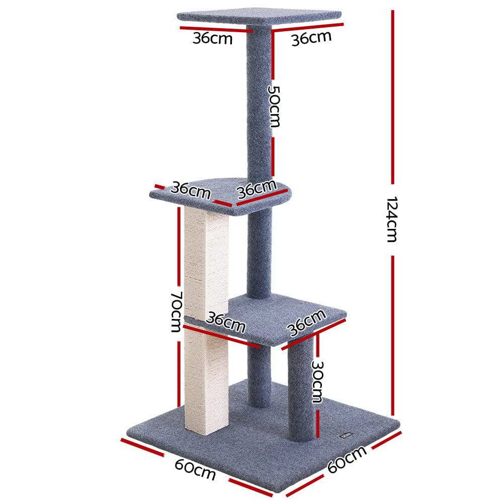 i.Pet Cat Tree 124cm Scratching Post Tower - One Oasis
