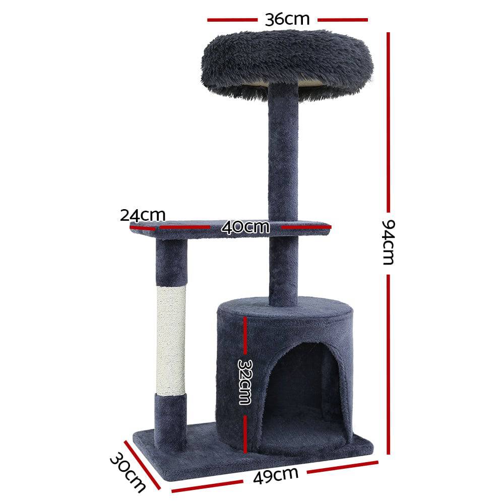 i.Pet Cat Tree 94cm Scratching Post Tower Grey - One Oasis