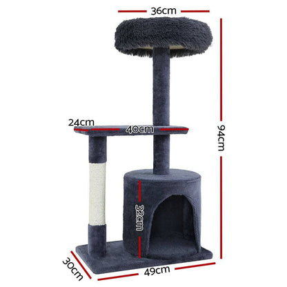 i.Pet Cat Tree 94cm Scratching Post Tower Grey - One Oasis
