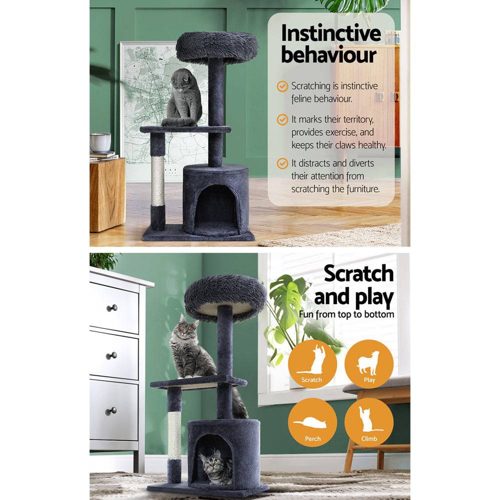 i.Pet Cat Tree 94cm Scratching Post Tower Grey - One Oasis