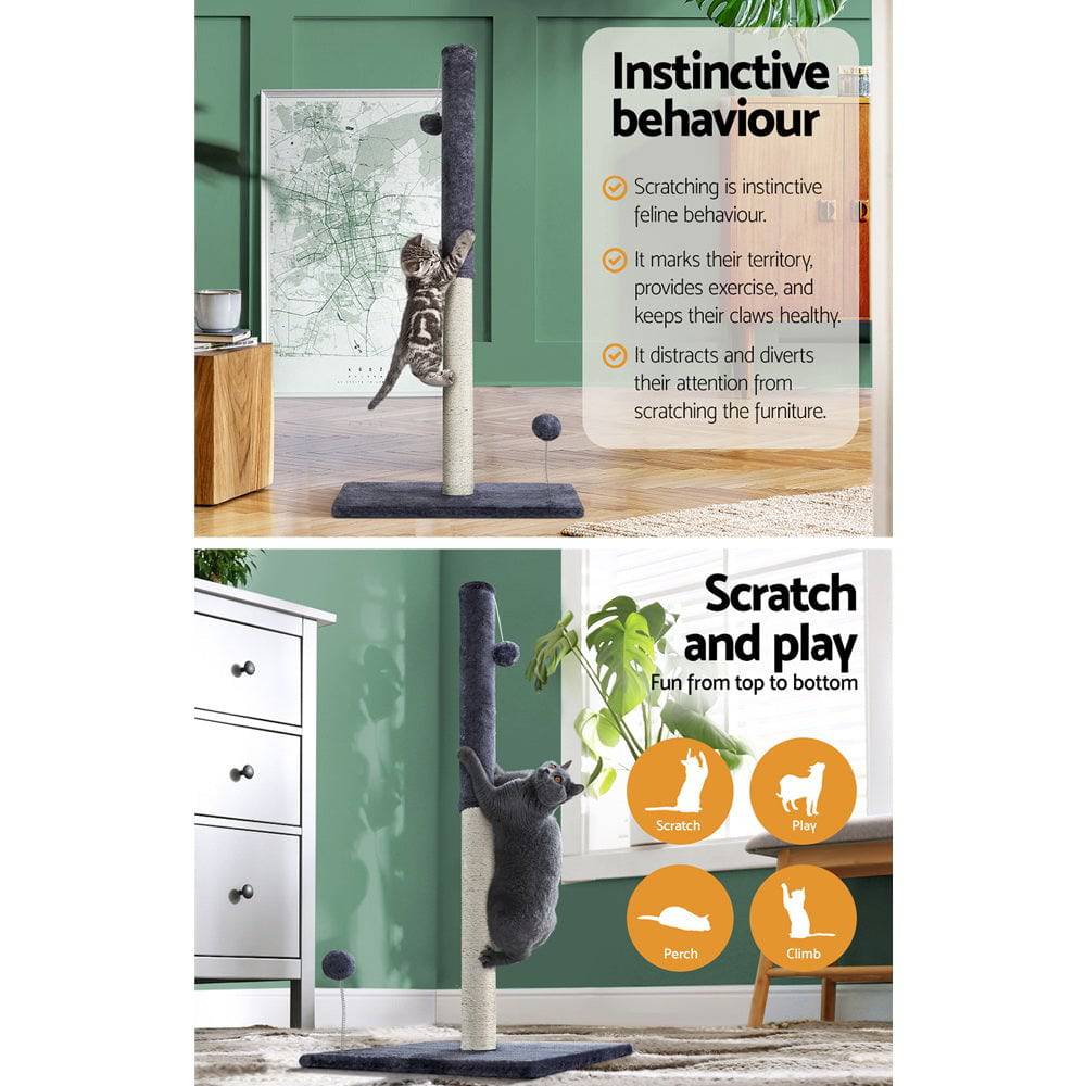 i.Pet Cat Tree 105cm Scratching Post Tower Grey - One Oasis
