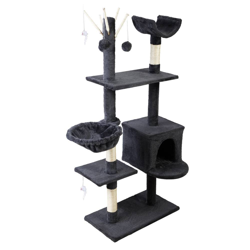 i.Pet Cat Tree 140cm Tower Scratching Post Grey - One Oasis