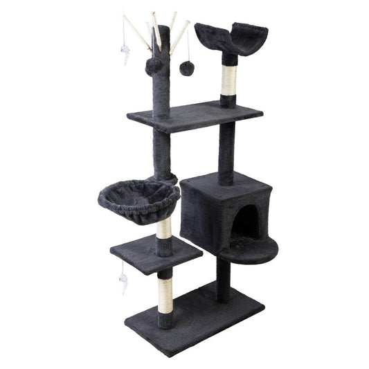 i.Pet Cat Tree 140cm Tower Scratching Post Grey - One Oasis