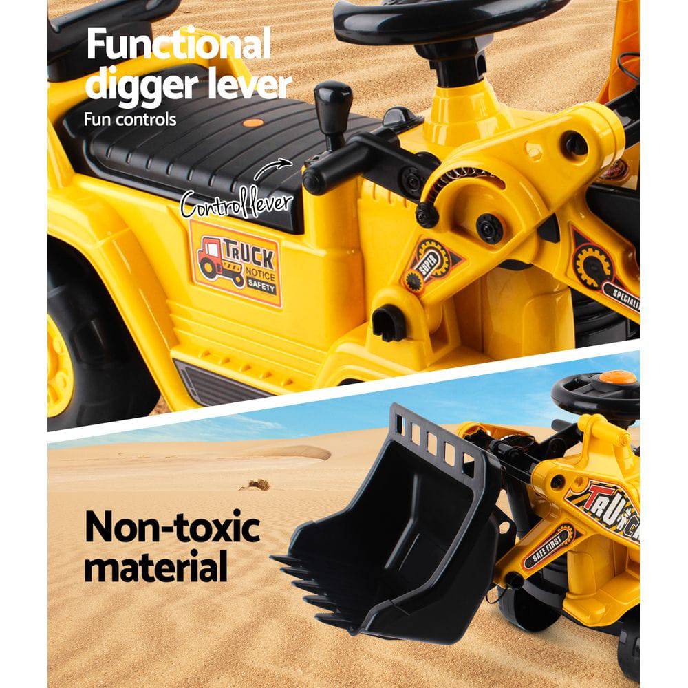 Keezi Ride On Car Toys Kids Excavator Bulldozer Sandpit Digger Car Pretend Play - One Oasis