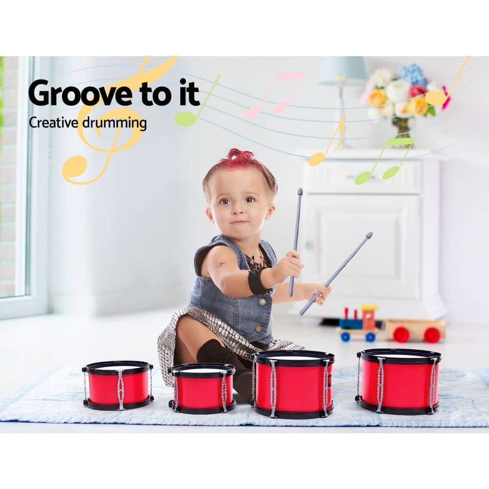 Keezi Kids 7 Drum Set Junior Drums Kit Musical Play Toys Childrens Mini Big Band - One Oasis