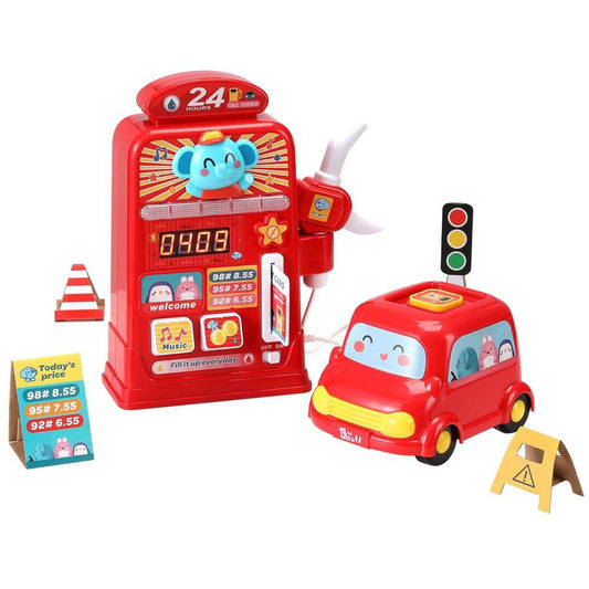 Keezi Kids Gas Petrol Station Pumper Pretend Play Toys Car Music Card Playset - One Oasis