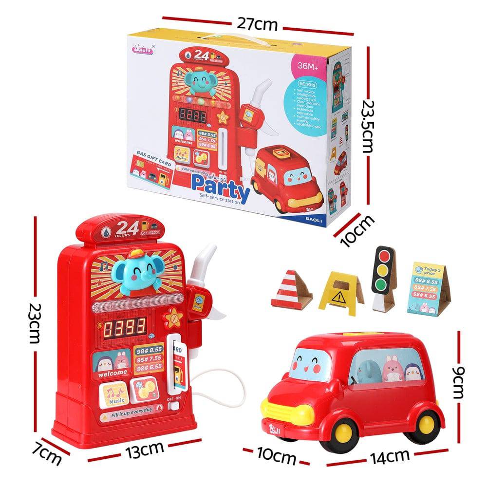Keezi Kids Gas Petrol Station Pumper Pretend Play Toys Car Music Card Playset - One Oasis
