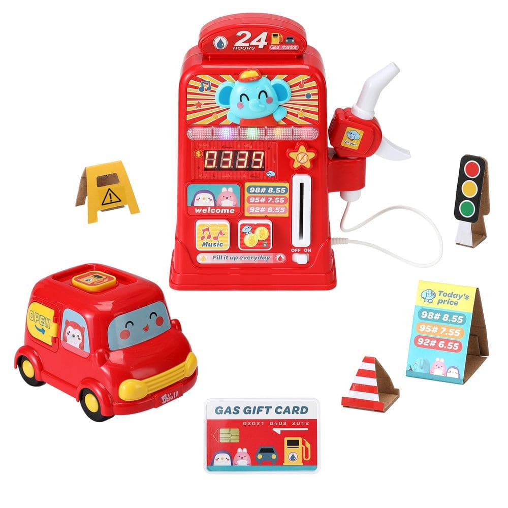 Keezi Kids Gas Petrol Station Pumper Pretend Play Toys Car Music Card Playset - One Oasis