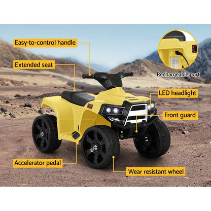 Rigo Kids Ride On ATV Quad Motorbike Car 4 Wheeler Electric Toys Battery Yellow - One Oasis