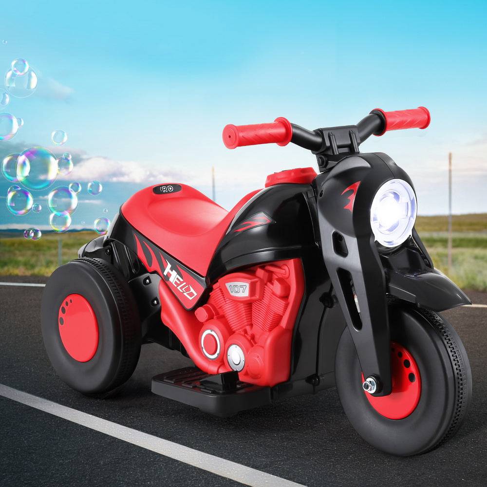 Rigo Kids Ride On Car Motorcycle Motorbike with Bubble Maker Electric Toy 6V Red - One Oasis