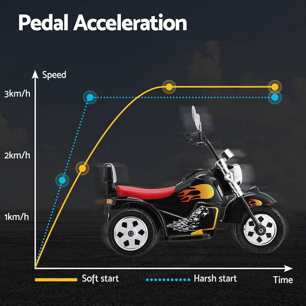 Rigo Kids Ride On Car Motorcycle Motorbike Electric Toys Horn Music 6V Black - One Oasis