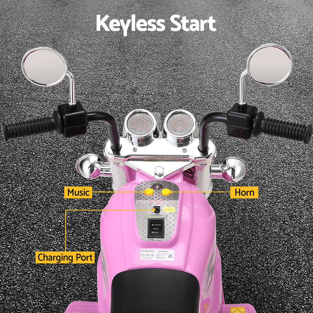 Rigo Kids Ride On Car Motorcycle Motorbike Electric Toys Horn Music 6V Pink - One Oasis