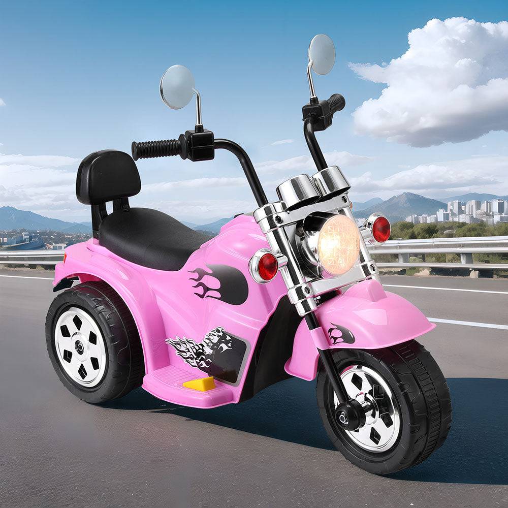 Rigo Kids Ride On Car Motorcycle Motorbike Electric Toys Horn Music 6V Pink - One Oasis