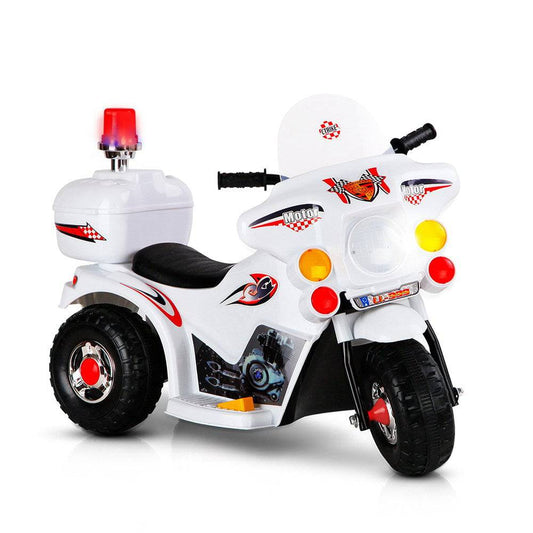 Rigo Kids Electric Ride On Police Motorcycle Motorbike 6V Battery White - One Oasis