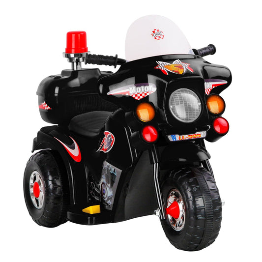 Rigo Kids Electric Ride On Police Motorcycle Motorbike 6V Battery Black - One Oasis