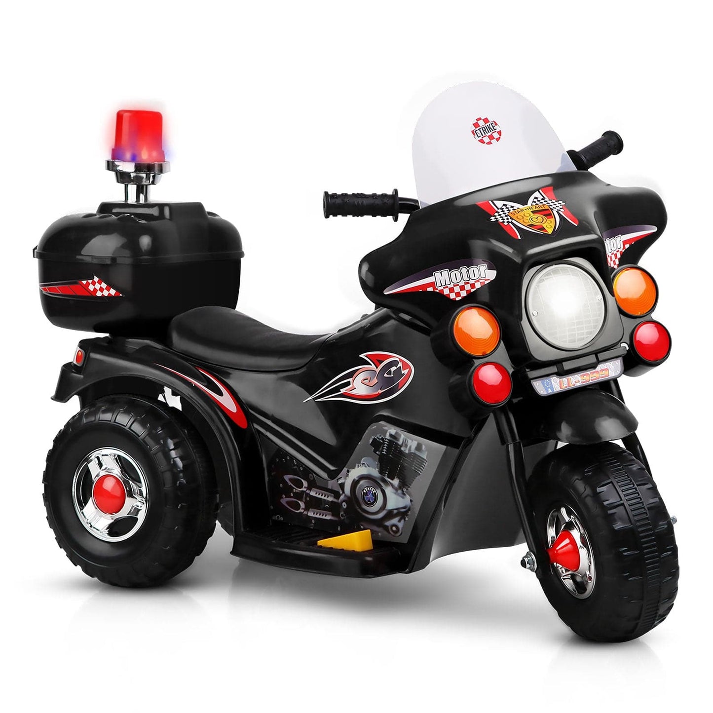 Rigo Kids Electric Ride On Police Motorcycle Motorbike 6V Battery Black - One Oasis