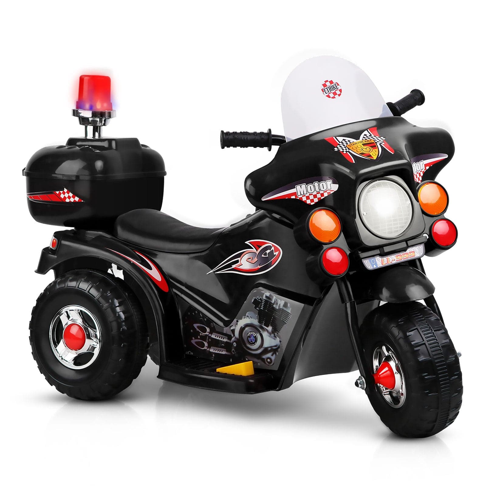 Rigo Kids Electric Ride On Police Motorcycle Motorbike 6V Battery Black - One Oasis