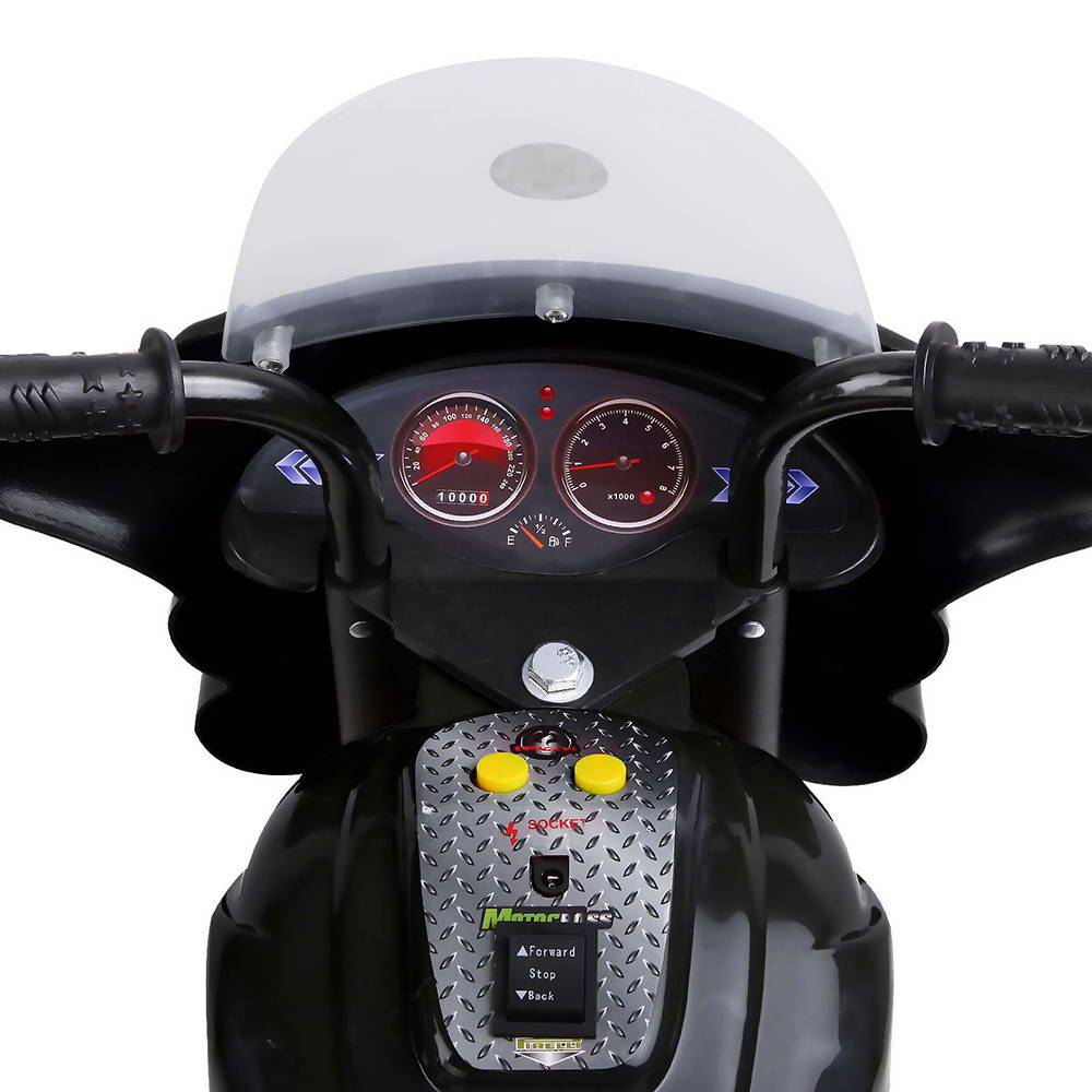 Rigo Kids Electric Ride On Police Motorcycle Motorbike 6V Battery Black - One Oasis