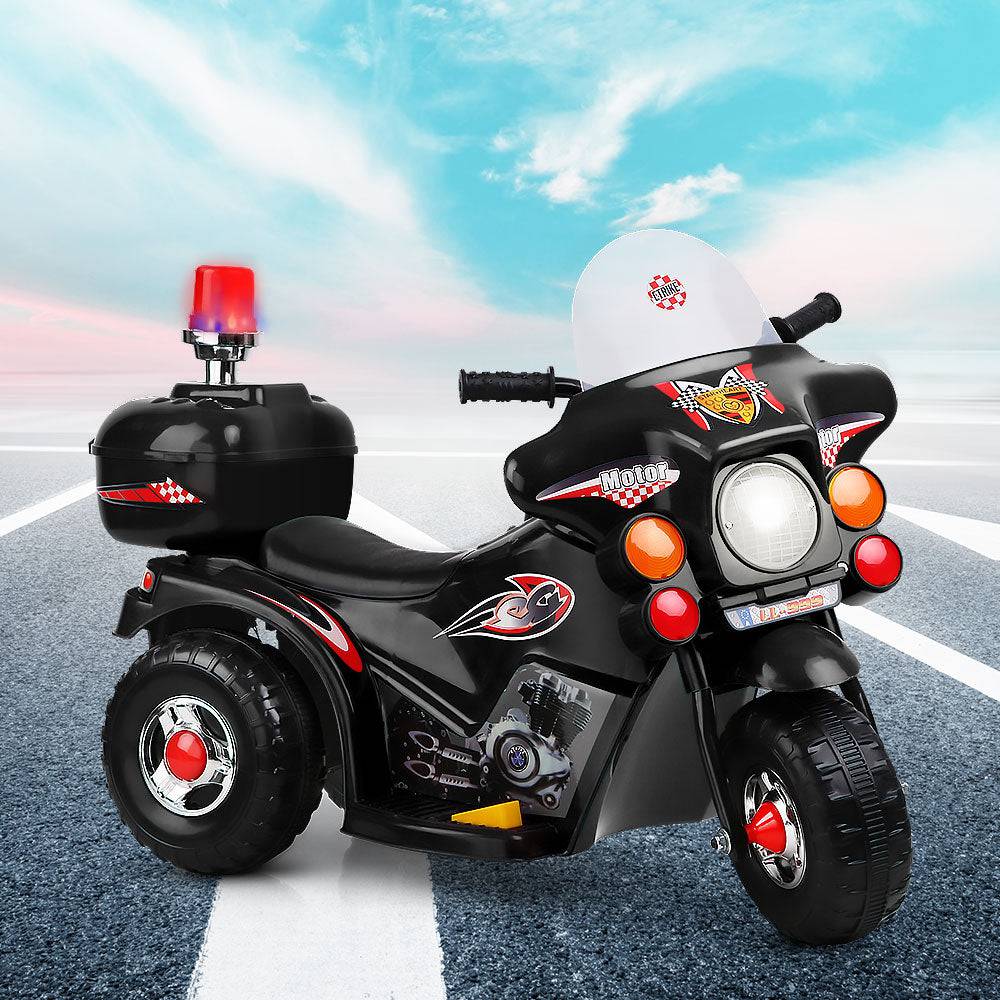 Rigo Kids Electric Ride On Police Motorcycle Motorbike 6V Battery Black - One Oasis