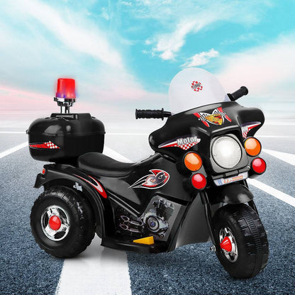 Rigo Kids Electric Ride On Police Motorcycle Motorbike 6V Battery Black - One Oasis