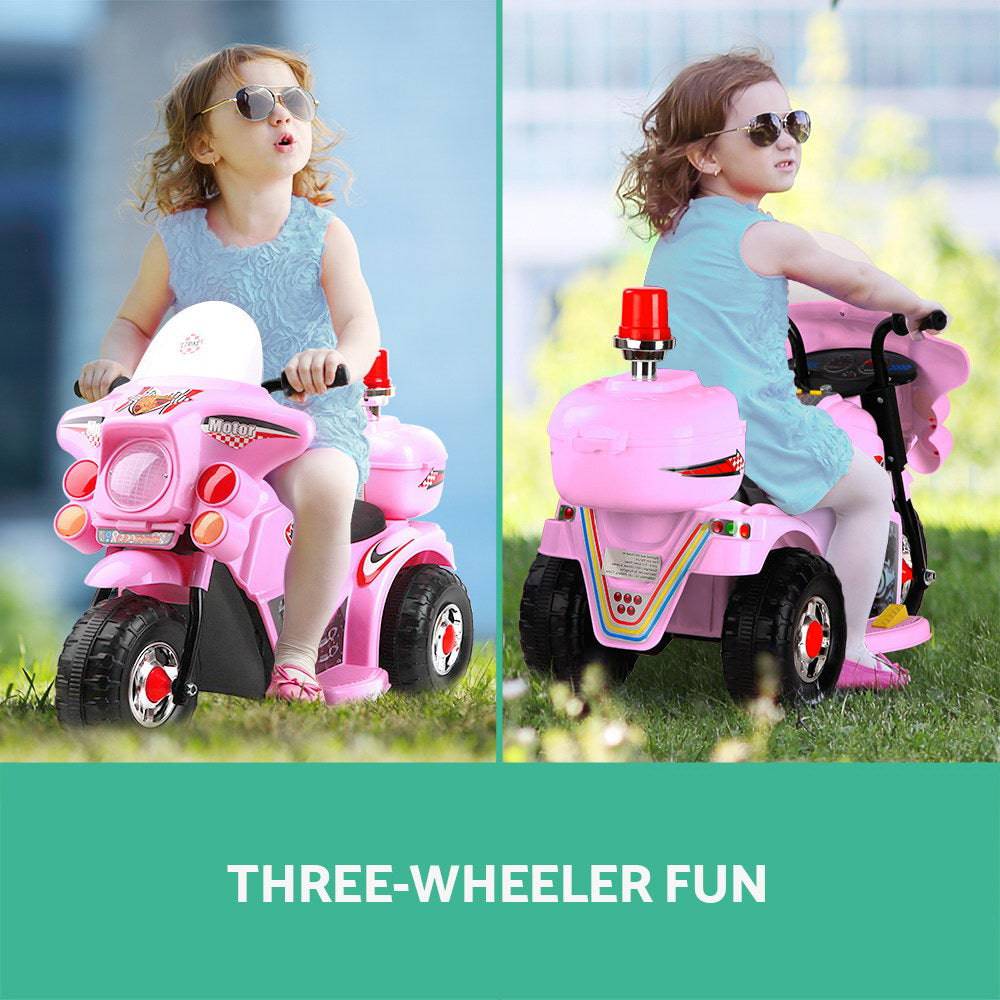 Rigo Kids Electric Ride On Police Motorcycle Motorbike 6V Battery Pink - One Oasis