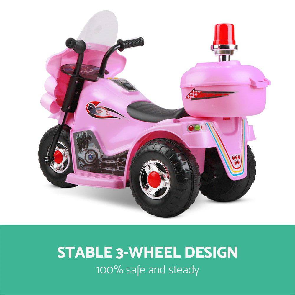 Rigo Kids Electric Ride On Police Motorcycle Motorbike 6V Battery Pink - One Oasis