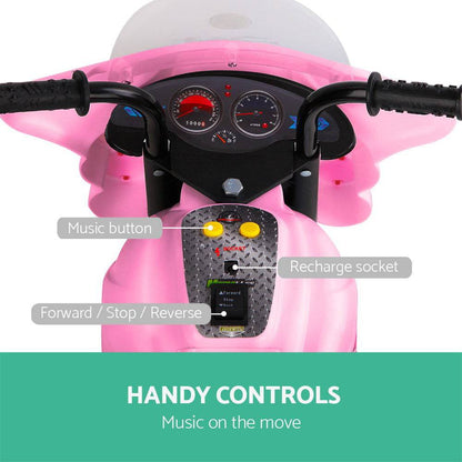 Rigo Kids Electric Ride On Police Motorcycle Motorbike 6V Battery Pink - One Oasis