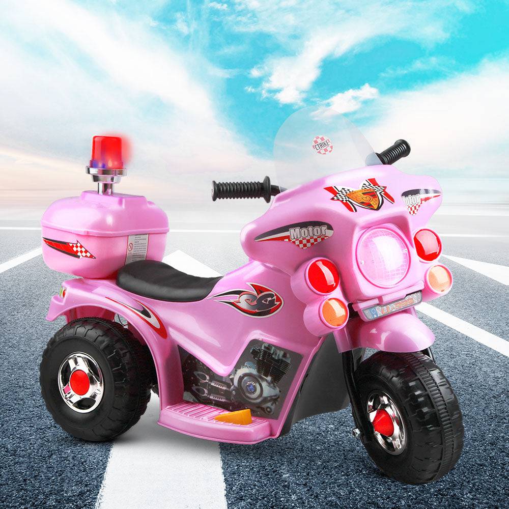 Rigo Kids Electric Ride On Police Motorcycle Motorbike 6V Battery Pink - One Oasis