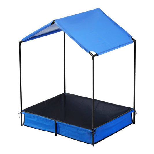 Keezi Kids Sandpit Metal Sandbox Sand Pit with Canopy Cover Outdoor Toys 120cm - One Oasis