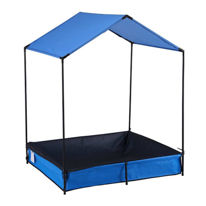 Keezi Kids Sandpit Metal Sandbox Sand Pit with Canopy Cover Outdoor Toys 120cm - One Oasis